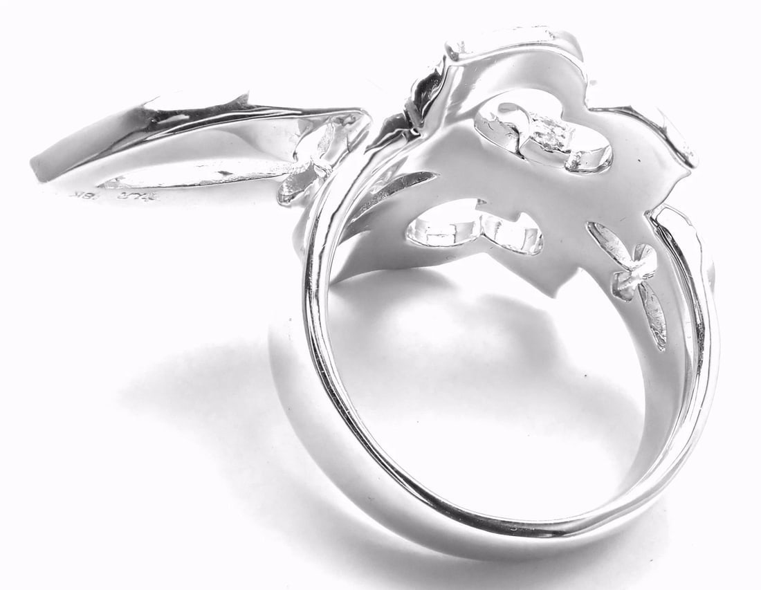 Authentic! Loree Rodkin 18k White Gold Diamond Fleur De Lis Ring Cert. - 7