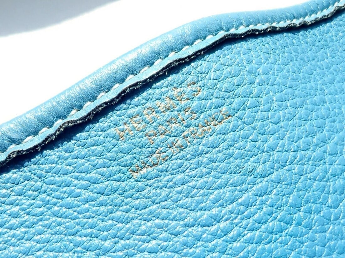 Authentic! Hermes Evelyne Blue Jean Courchevel GM Handbag Purse Gold Hardware - 4