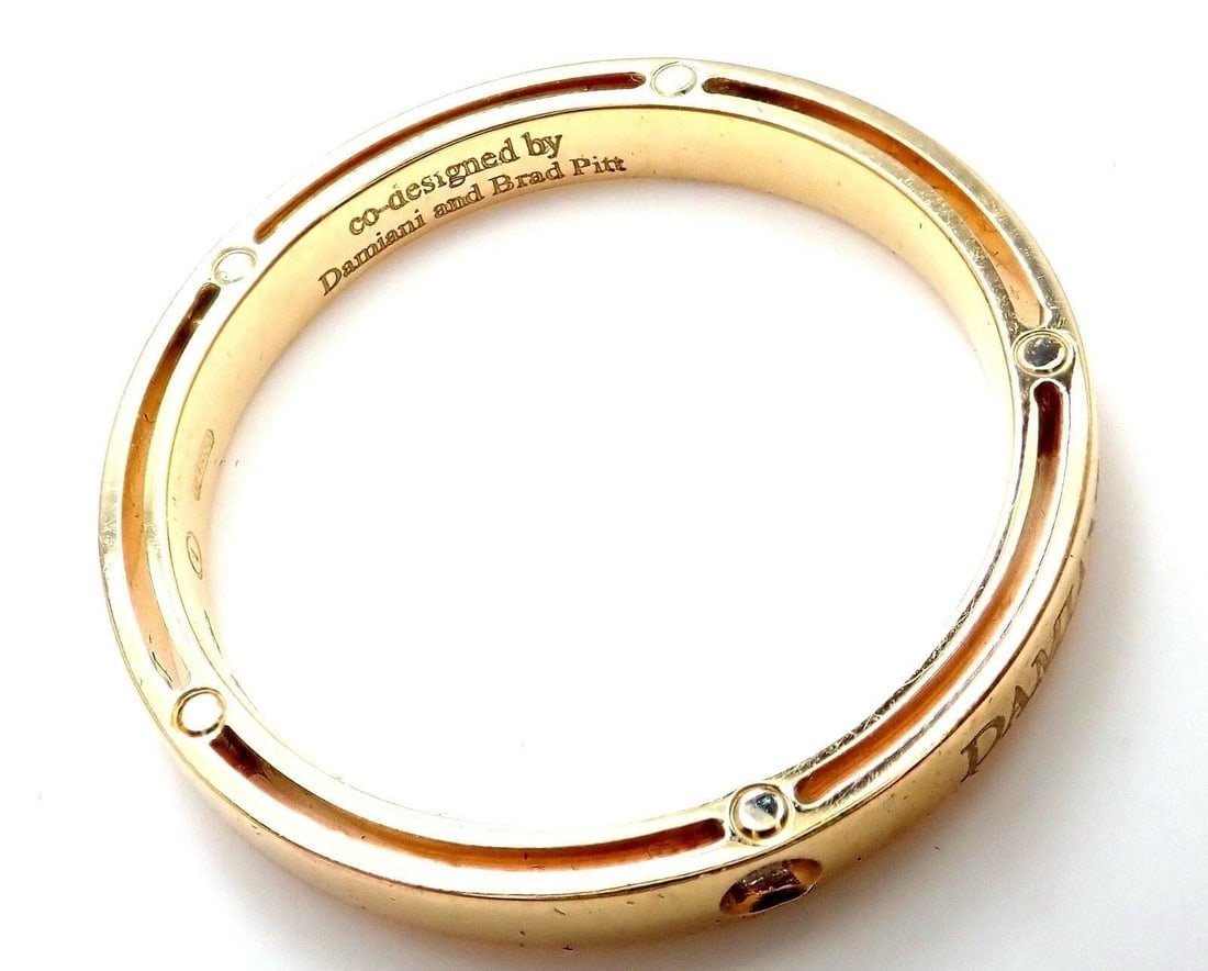 New! Authentic Damiani Brad Pitt 18k Yellow Gold Diamond 3mm Band Ring Sz 10.5 - 6