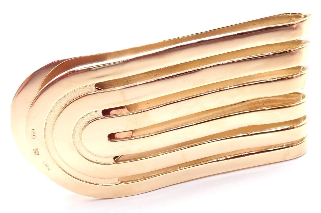 Vintage! Authentic Bulgari Bulgari 18k Yellow Gold Onyx Money Clip - 2