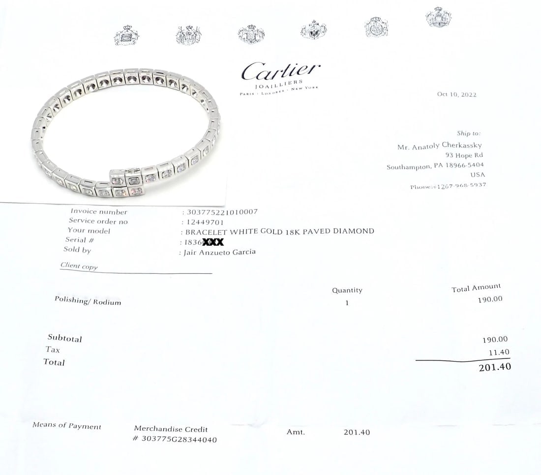 Rare! Authentic Cartier Tectonique 18k White Gold Diamond Tennis Bracelet - 12