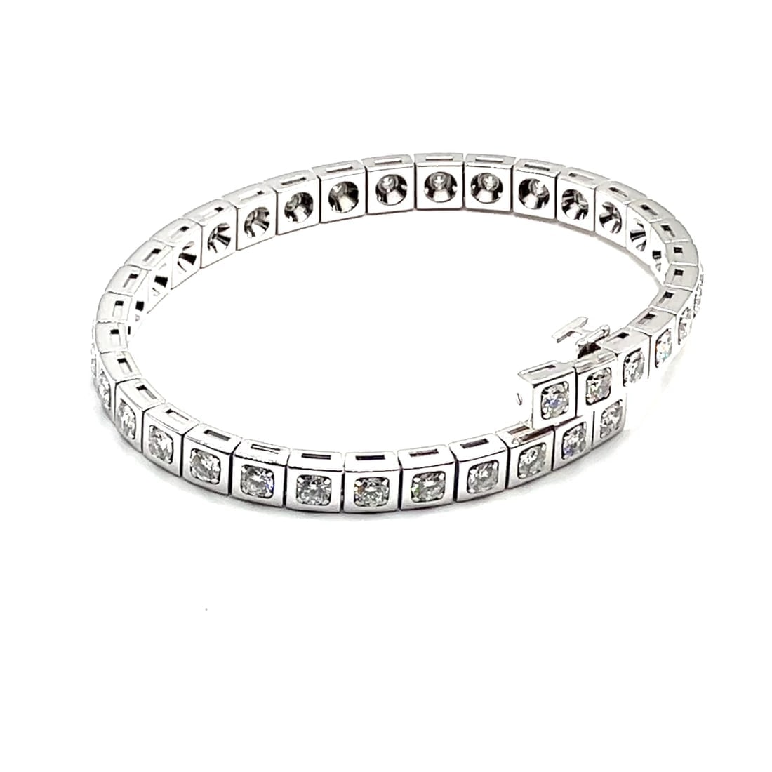 Rare! Authentic Cartier Tectonique 18k White Gold Diamond Tennis Bracelet - 2
