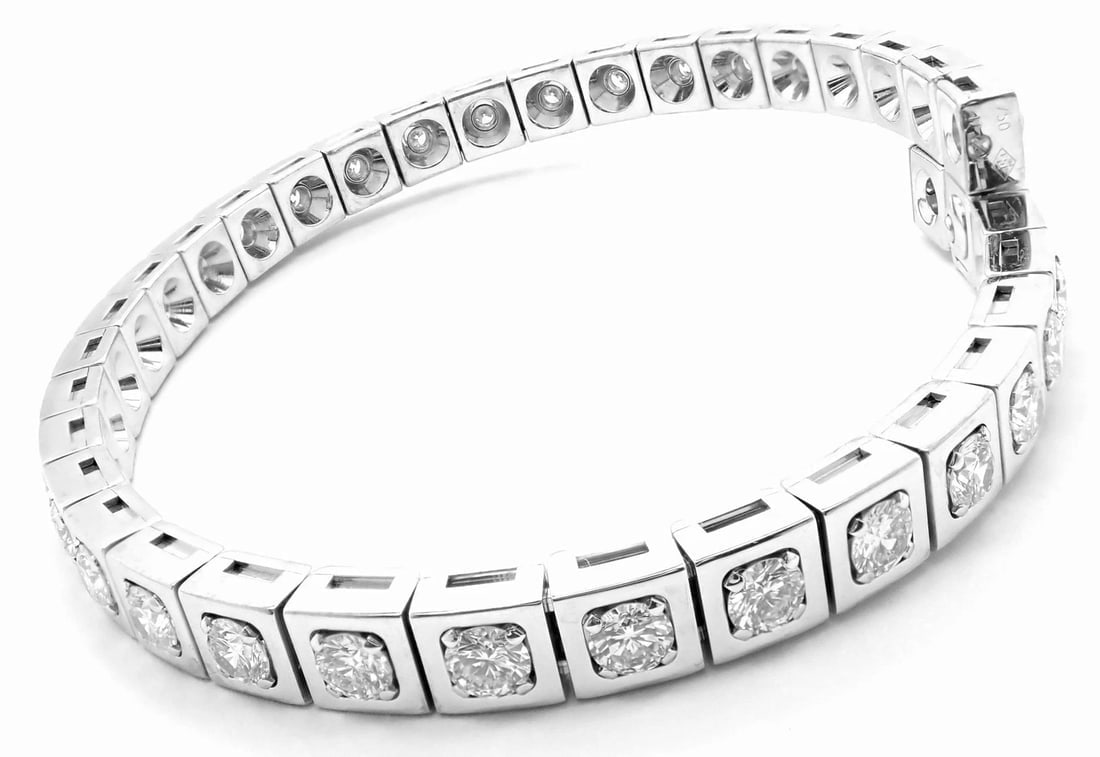 Rare! Authentic Cartier Tectonique 18k White Gold Diamond Tennis Bracelet - 3