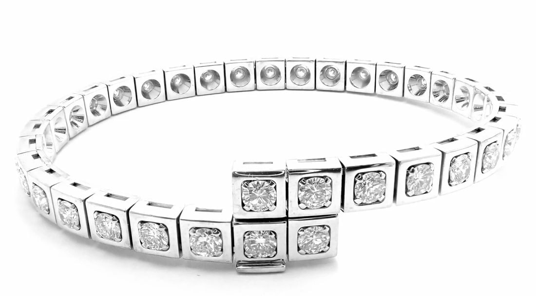 Rare! Authentic Cartier Tectonique 18k White Gold Diamond Tennis Bracelet - 5