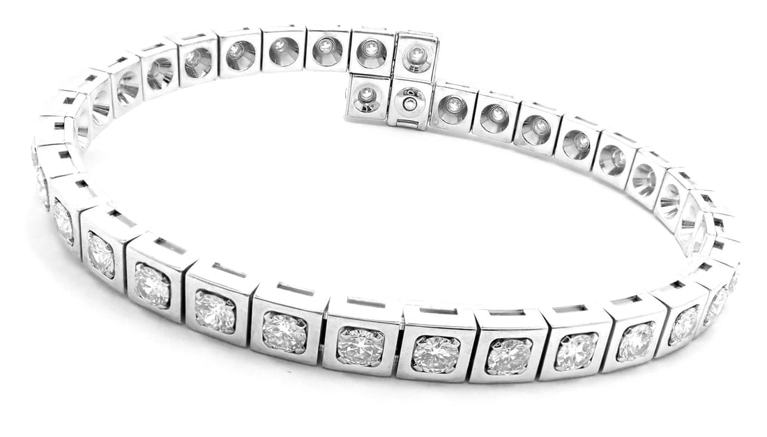 Rare! Authentic Cartier Tectonique 18k White Gold Diamond Tennis Bracelet - 6
