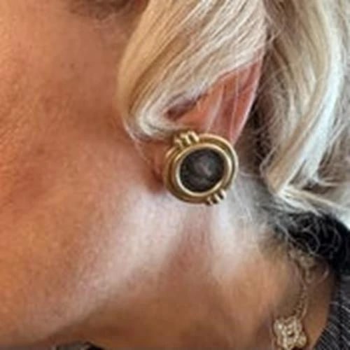 Vintage Bulgari Bvlgari 18k Yellow Gold Alexander The Great Coin Moneta Earrings - 13