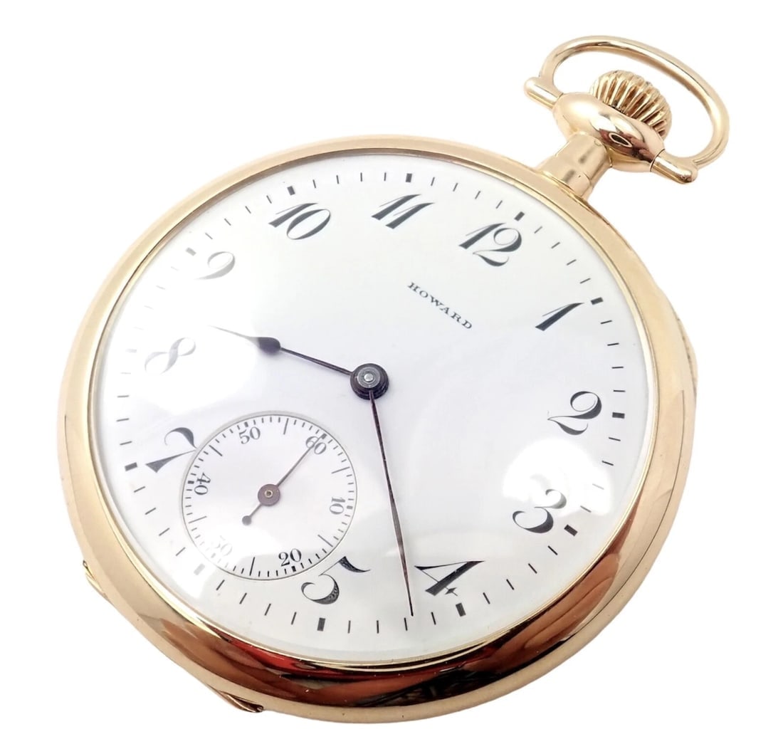 Vintage Howard 14k Yellow Gold 46mm 17j Pocket Watch c. 1920 - 2