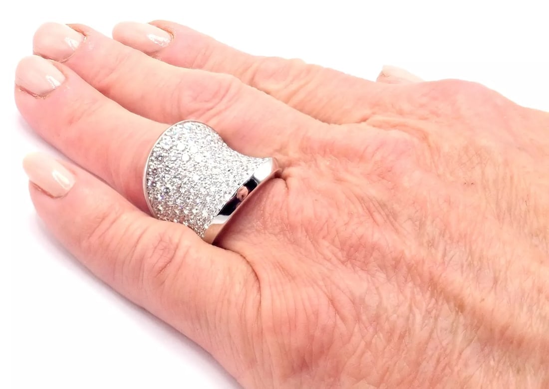 Authentic! Cartier Chalice 18k White Gold Diamond Large Ring Paper - 11