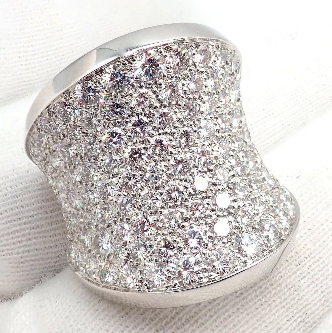 Authentic! Cartier Chalice 18k White Gold Diamond Large Ring Paper - 12