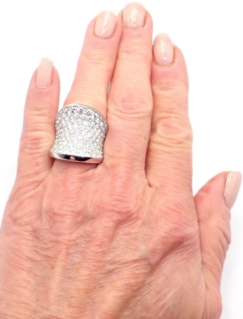 Authentic! Cartier Chalice 18k White Gold Diamond Large Ring Paper - 5