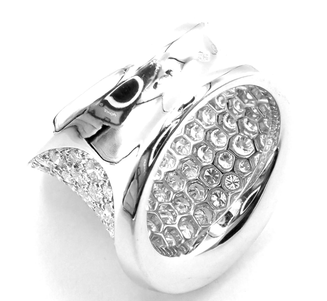 Authentic! Cartier Chalice 18k White Gold Diamond Large Ring Paper - 7