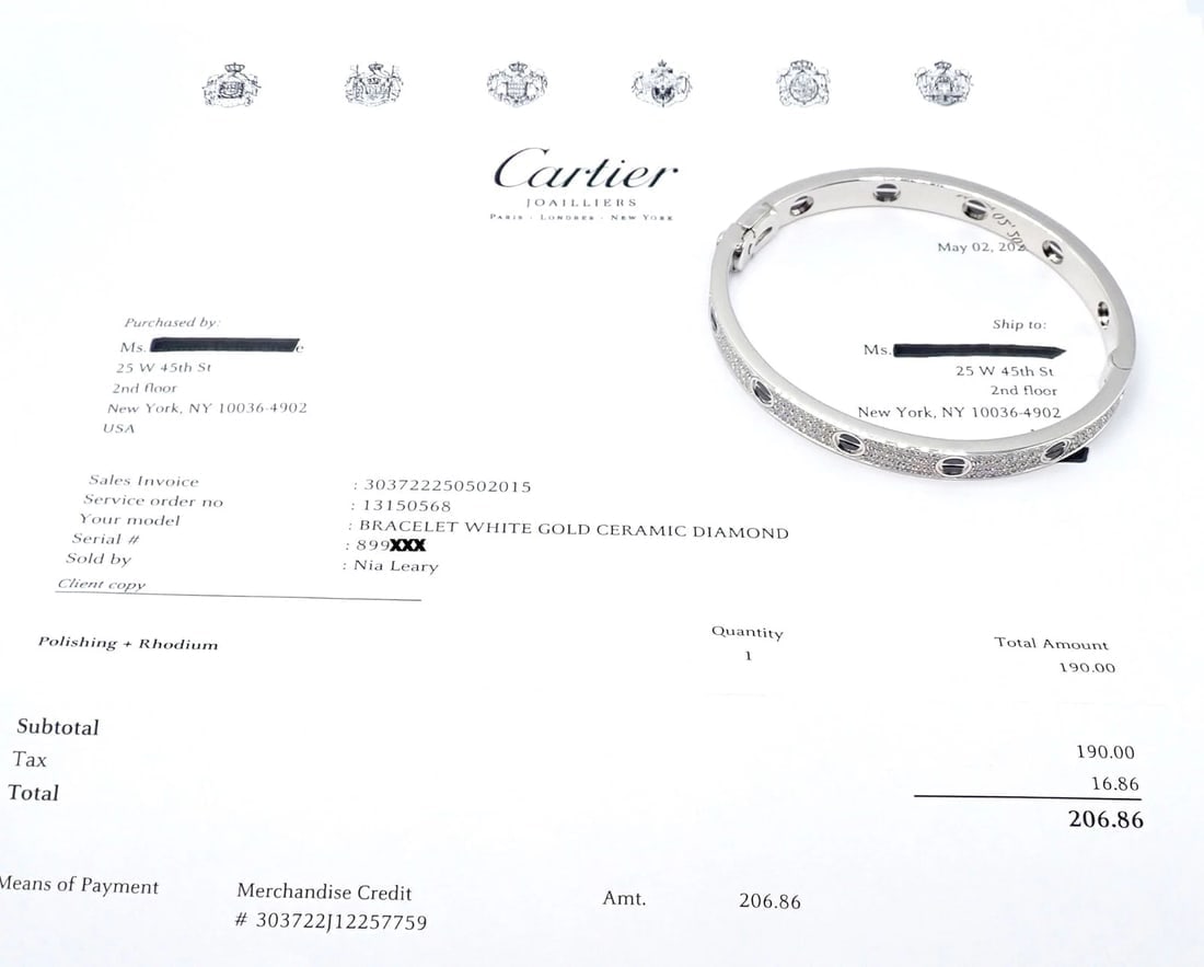 Authentic! Cartier Love 18k White Gold Diamond Pave Ceramic Bracelet Sz 18 Paper - 13