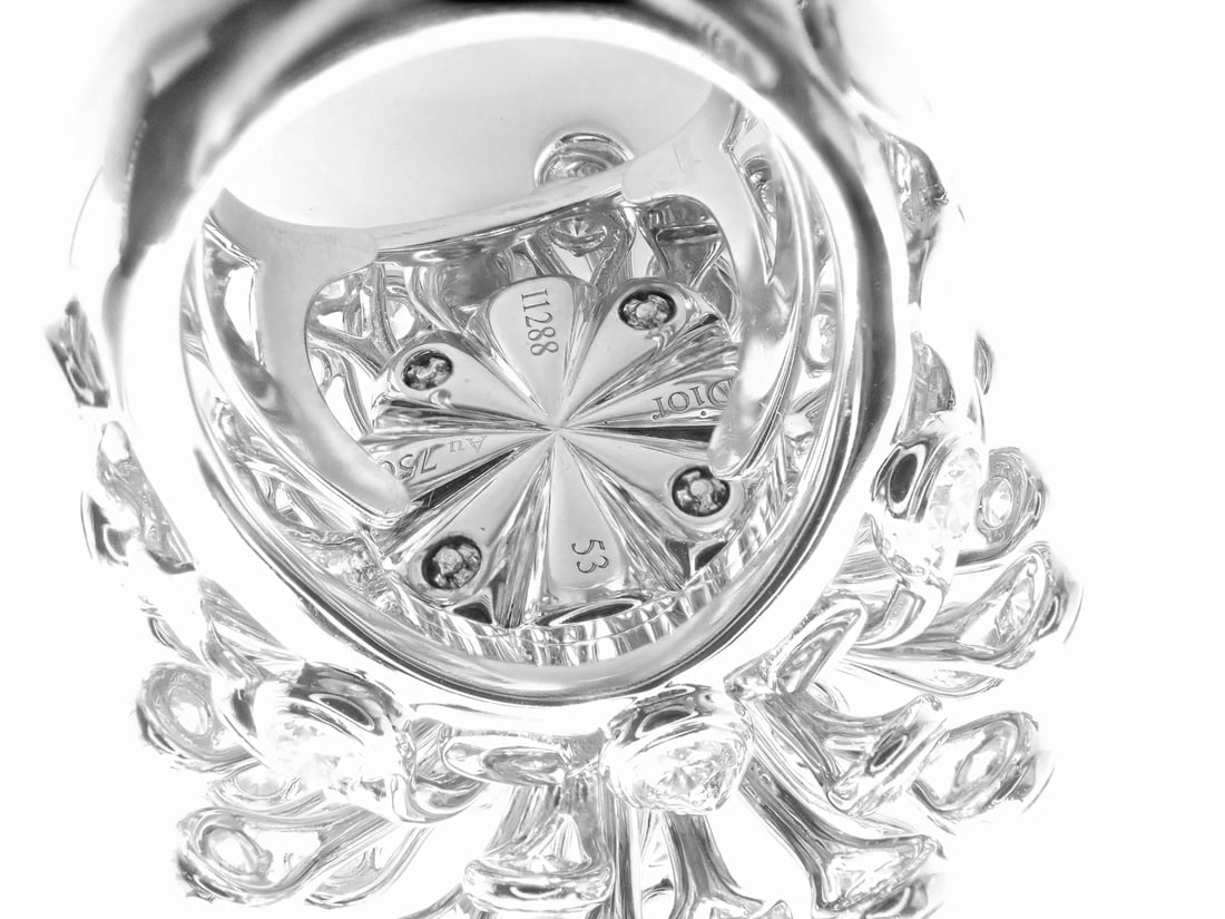Authentic! Christian Dior 18k White Gold 6.5ct Diamond Large Flower Ring - 11