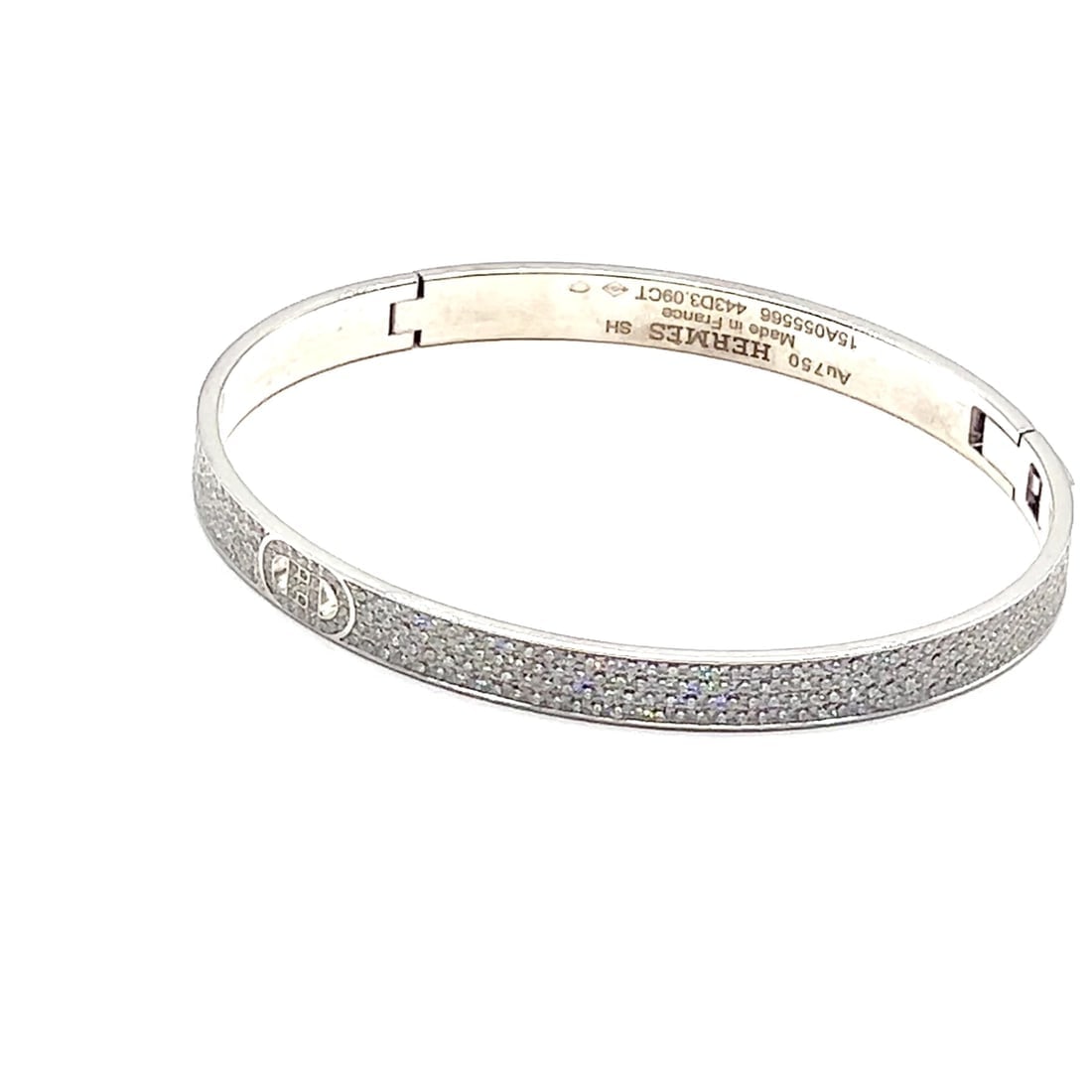 Authentic! Hermes H D'Ancre 18k White Gold Diamond Small Model Bangle Bracelet - 2
