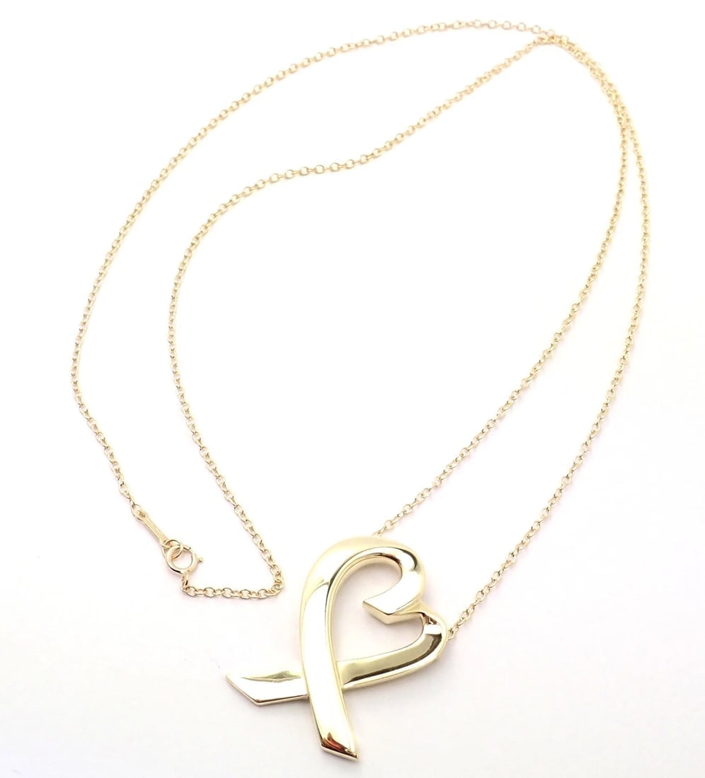 Authentic! Tiffany & Co Picasso 18k Yellow Gold Large Heart Pendant Necklace: Title: Authentic! Tiffany & Co Picasso 18k Yellow Gold Large Heart Pendant Necklace Description: Authentic! Tiffany & Co Picasso 18k Yellow Gold Large Heart Pendant Necklace About This Piece: 