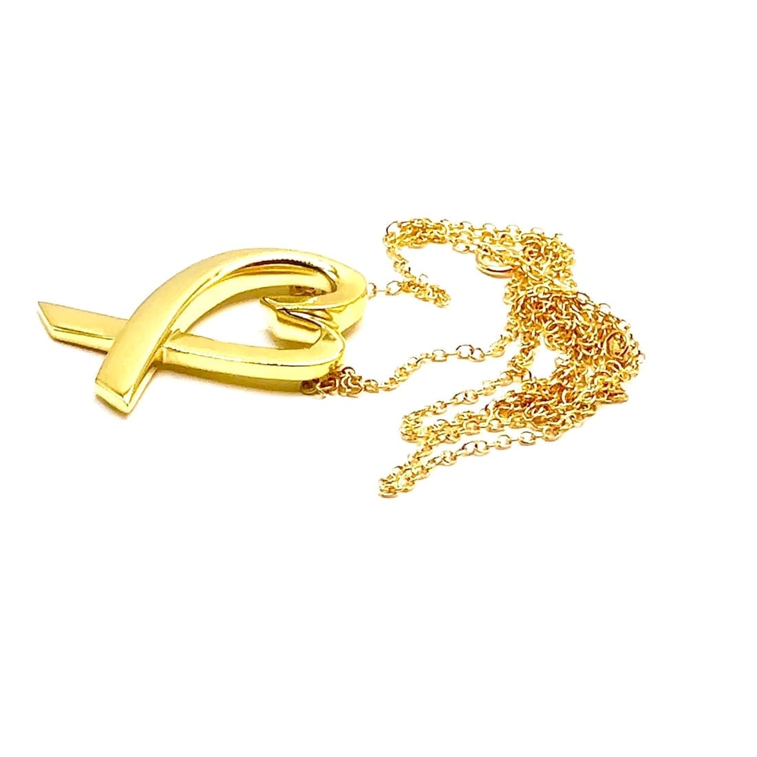 Authentic! Tiffany & Co Picasso 18k Yellow Gold Large Heart Pendant Necklace - 2