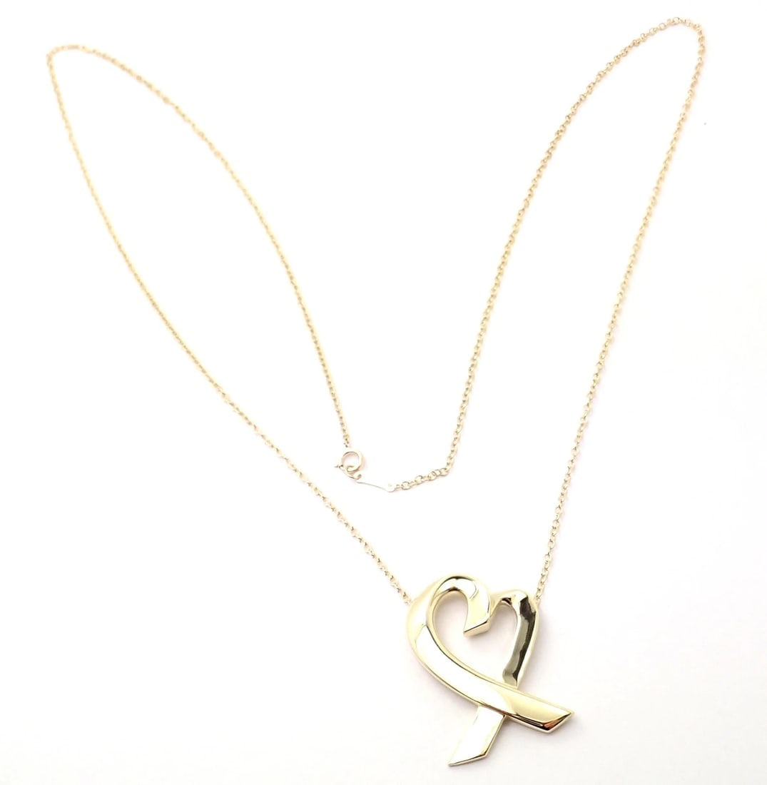Authentic! Tiffany & Co Picasso 18k Yellow Gold Large Heart Pendant Necklace - 3