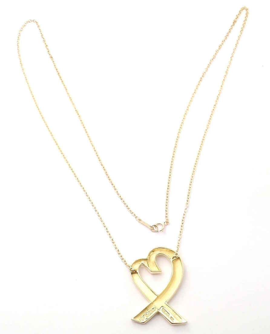 Authentic! Tiffany & Co Picasso 18k Yellow Gold Large Heart Pendant Necklace - 5