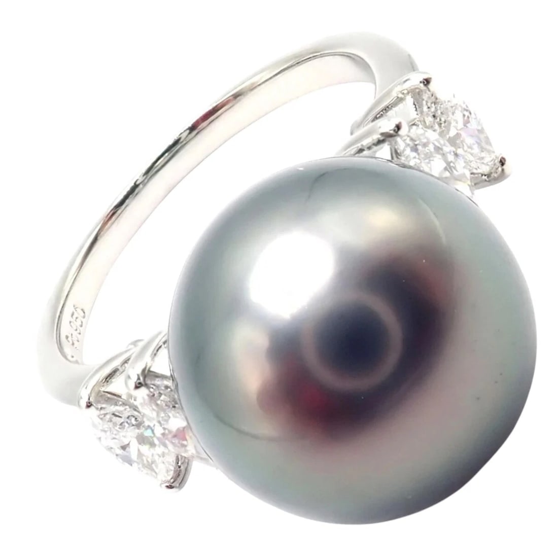 Authentic! Mikimoto Platinum Tahitian Pearl Diamond Ring (1 of 12)