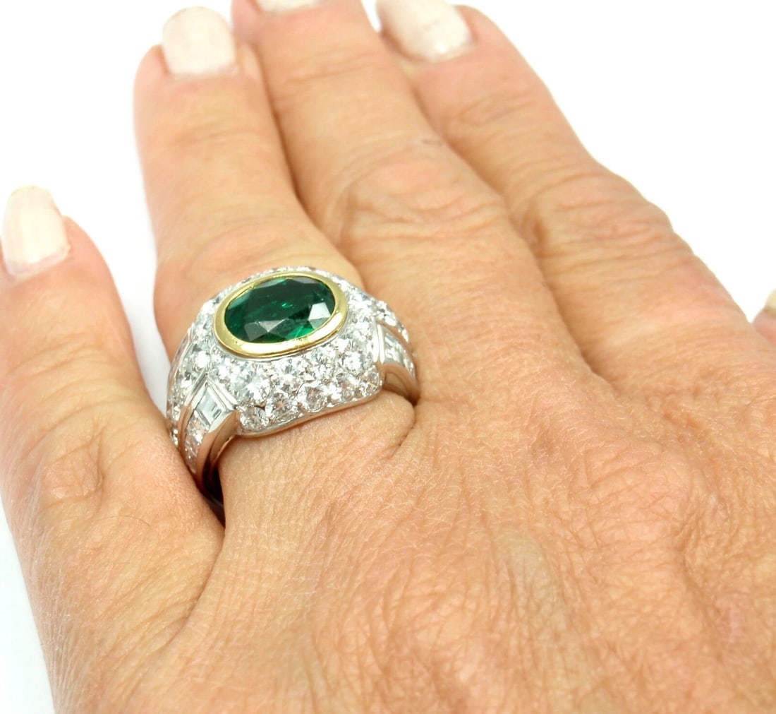 Rare! Authentic Patek Philippe Platinum Diamond Emerald Ring Certificate - 9