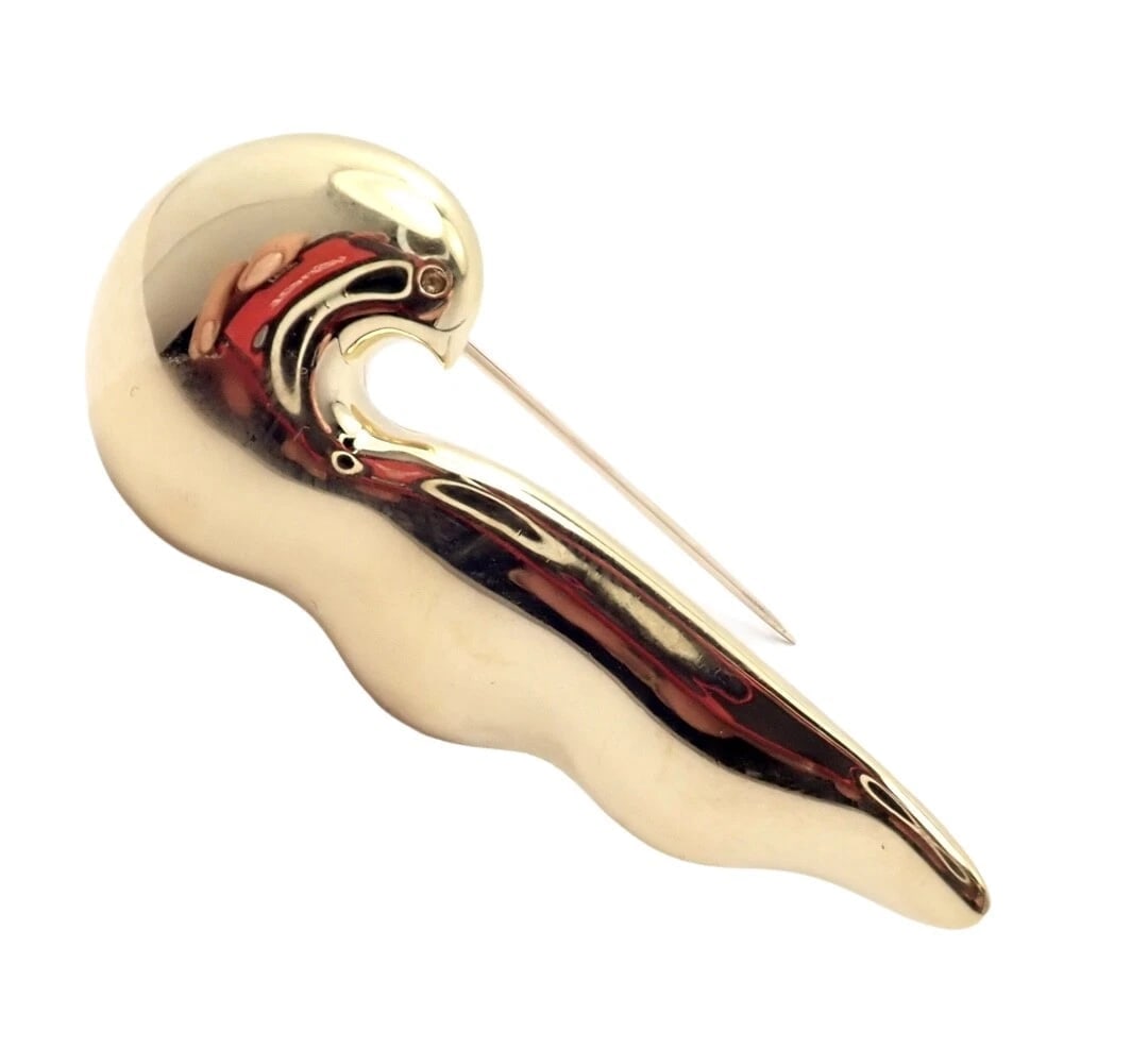 Authentic Tiffany & Co. 18k Yellow Gold Paloma Picasso Dove Bird Pin Brooch 1981 - 4