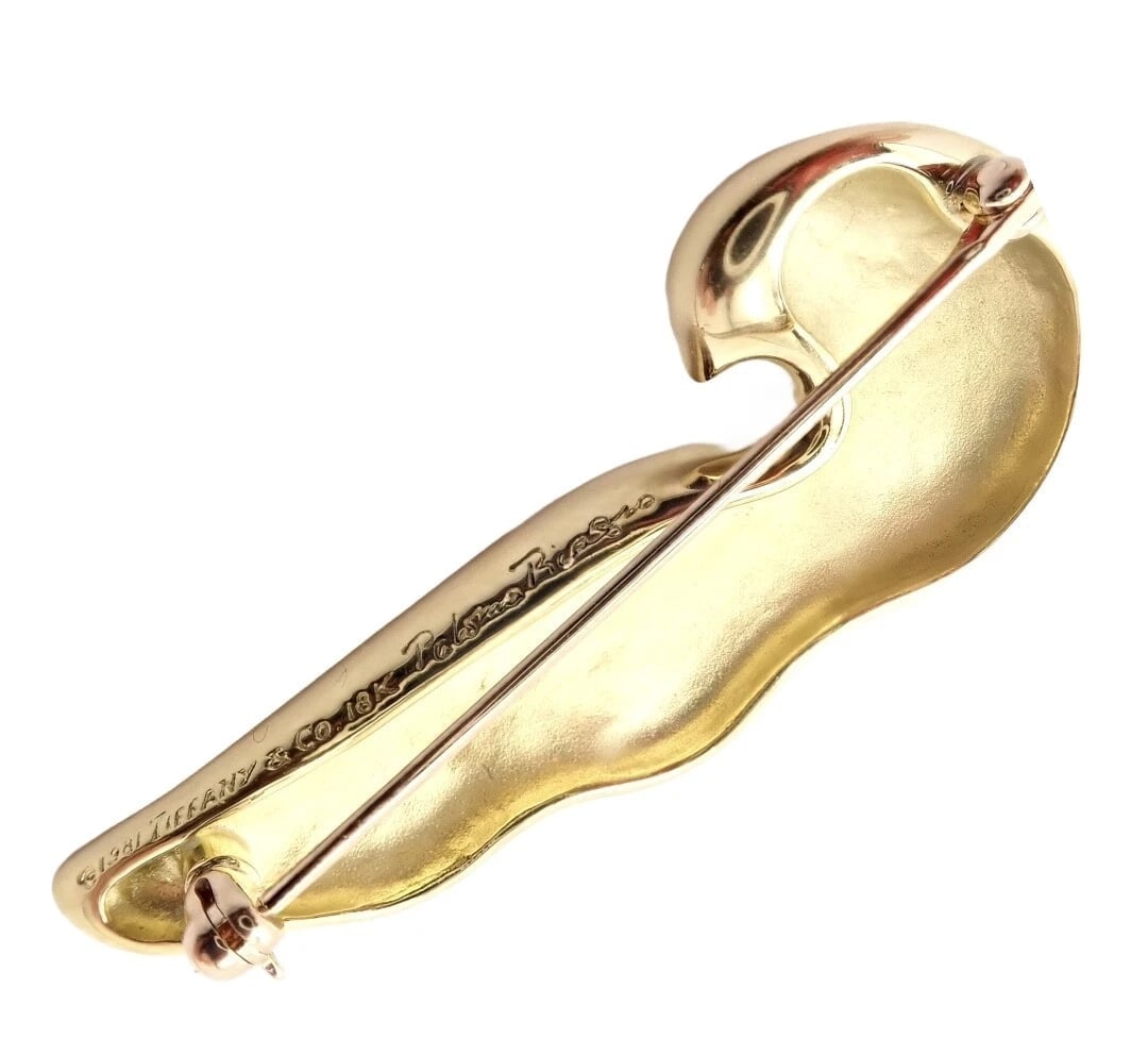Authentic Tiffany & Co. 18k Yellow Gold Paloma Picasso Dove Bird Pin Brooch 1981 - 5