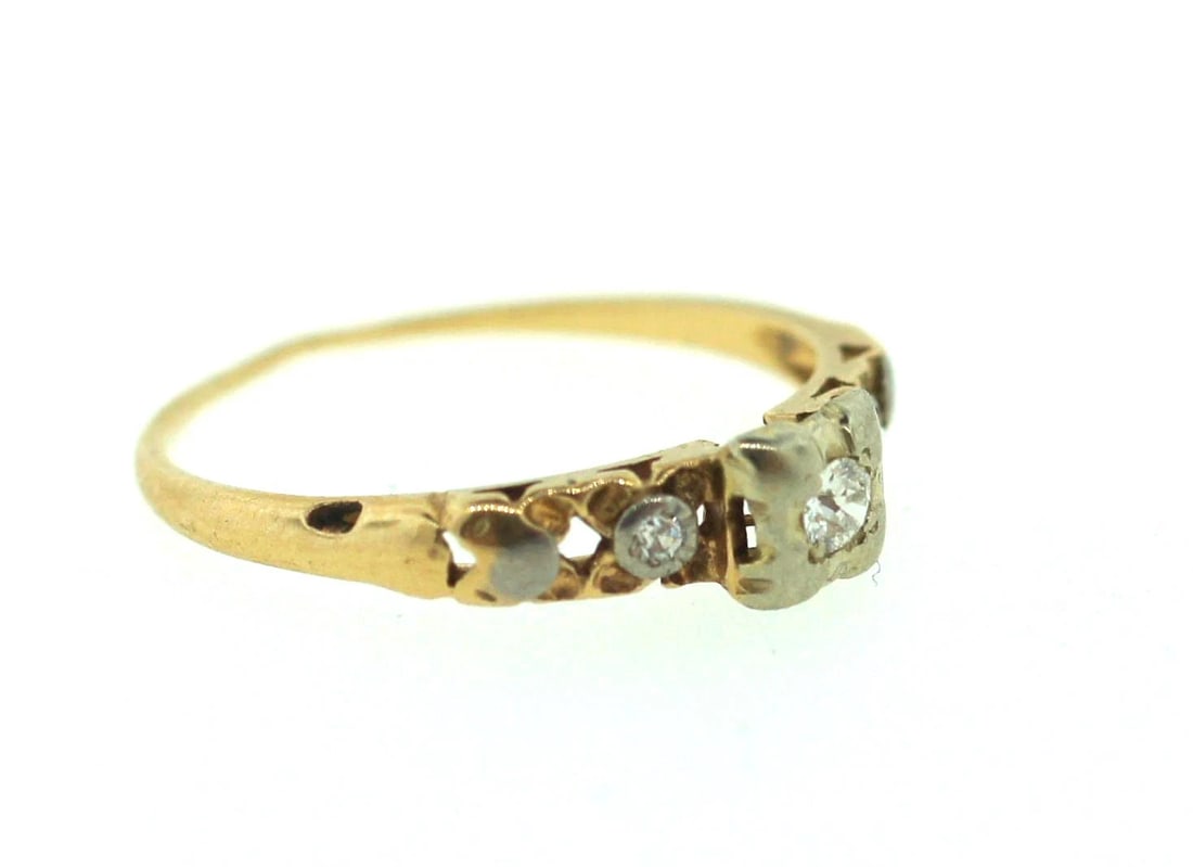 14K YELLOW GOLD ENGAGEMENT RING OLD EURO CUT STAMPED VINTAGE (1 of 1)