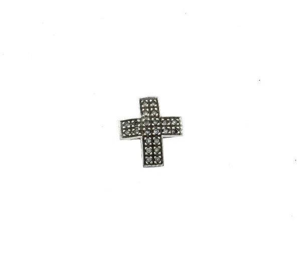 10K WHITE GOLD DIAMOND SLIDE SLIDING CROSS PENDANT CHARM SERIAL NUMBER STAMPED (1 of 1)
