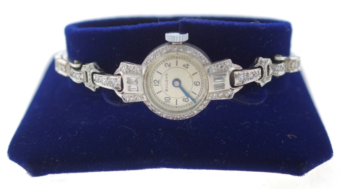 CHIC Bulova Platinum & Single Cut Diamond Watch Circa 1920! (1 of 5)