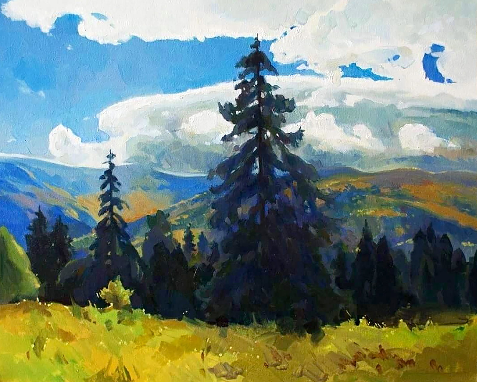 Oil painting September in the mountains Anastasia Yaroshevich: Title: Oil painting September in the mountains Anastasia Yaroshevich Description: 13YARO Painter: Anastasia Yaroshevich Size: 40x50 cm/15.74x19.68 inches Components: oil, canvas Original painting COND