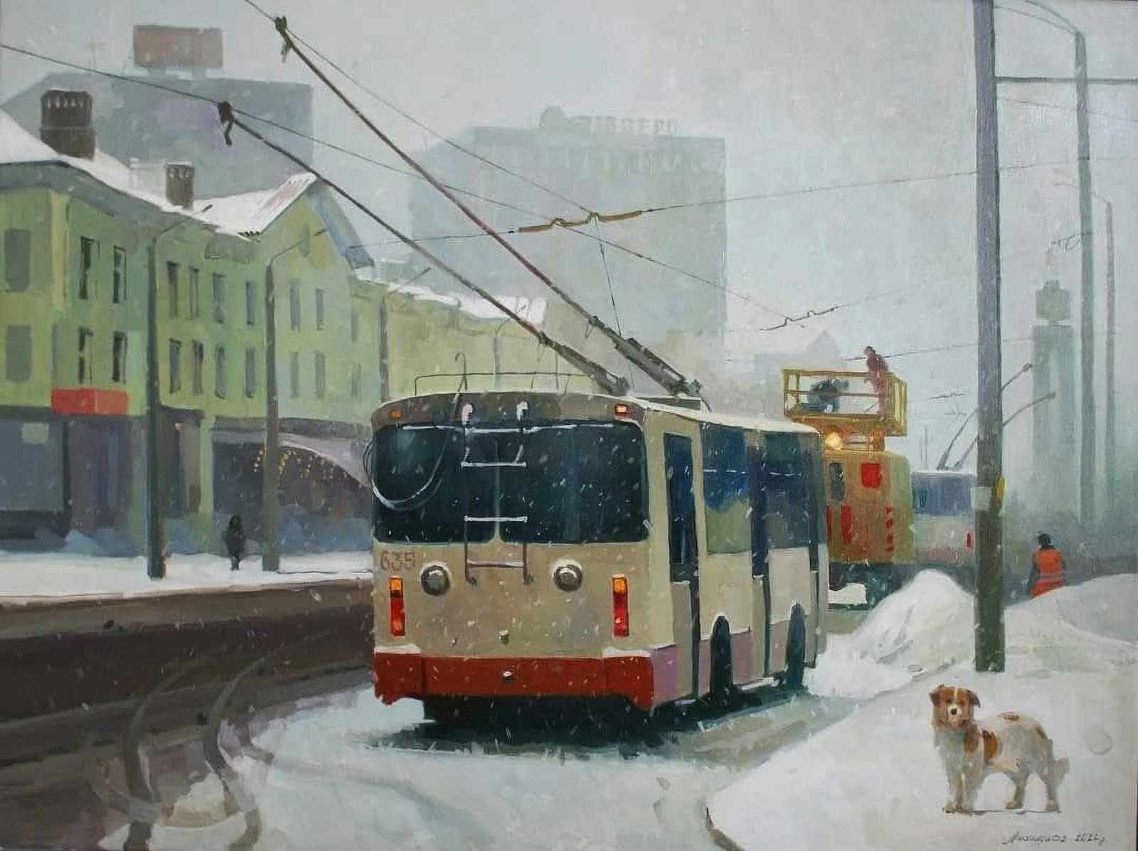Oil painting City bus Anastasia Yaroshevich (1 of 6)