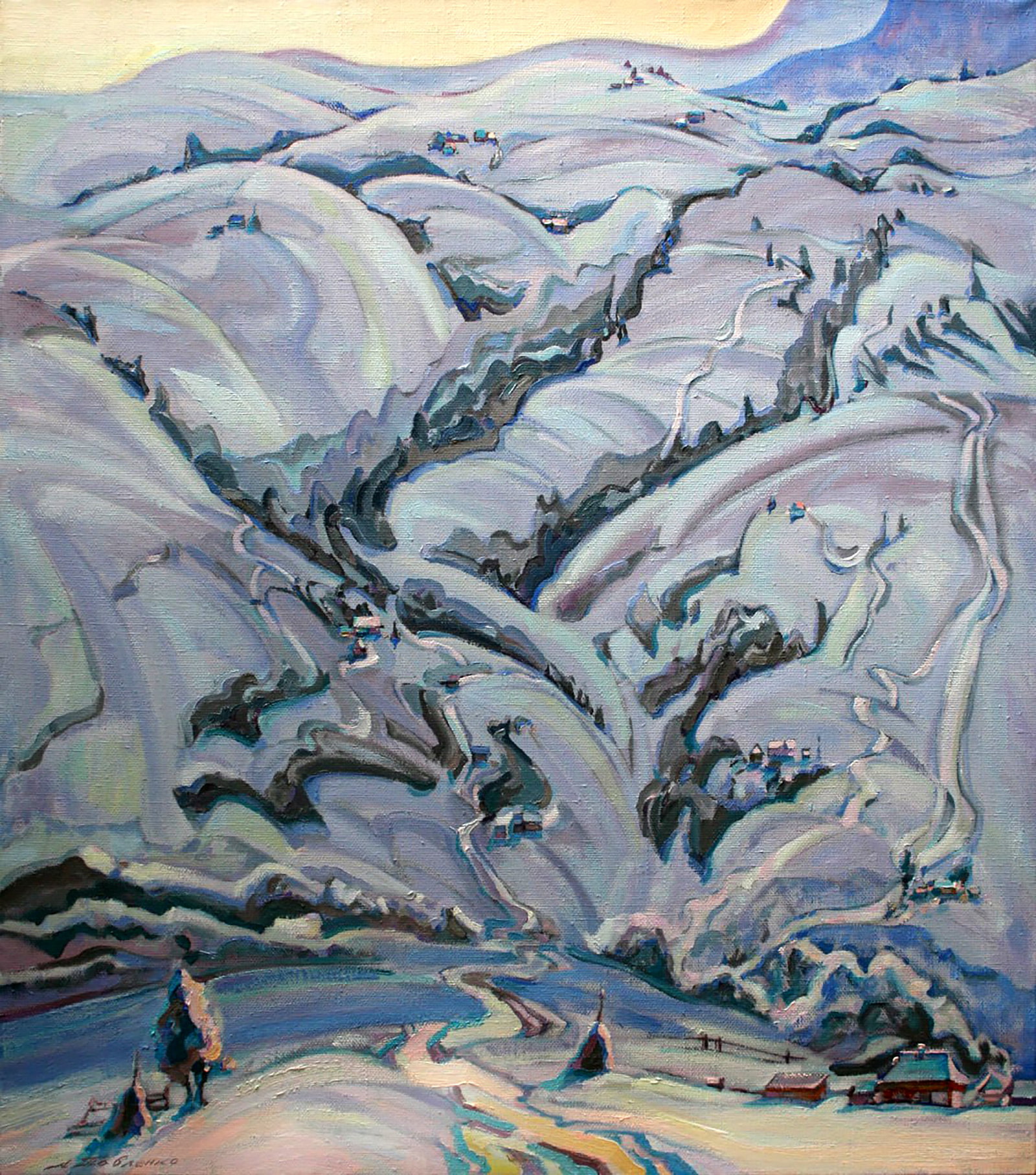 Oil painting Mountain patterns Leonid Pavlenko: Title: Oil painting Mountain patterns Leonid Pavlenko Description: 25PAVL Painter: Leonid Pavlenko Size: 100x90 cm/39.37x35.43 inches Components: oil, canvas Original painting CONDITION: excellent ART