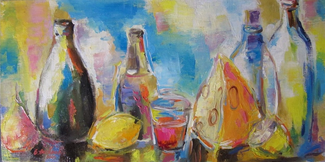 Oil painting Still life Vadim Os'onov: Title: Oil painting Still life Vadim Os'onov Description: 13AXE Painter: Os'onov Vadim Size: 40x25 cm/15,7x9,8 inch Components: oil, canvas Original painting CONDITION: excellent ERA: