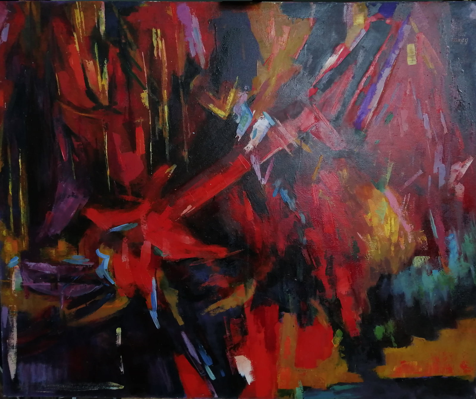 Oil painting abstaract Vadim Os'onov: Title: Oil painting abstaract Vadim Os'onov Description: 33AXE Painter: Os'onov Vadim Size: 120x90 cm/43x35,4 inch Components: oil, canvas Original painting CONDITION: excellent ERA: 2007 Vadim Os'ono