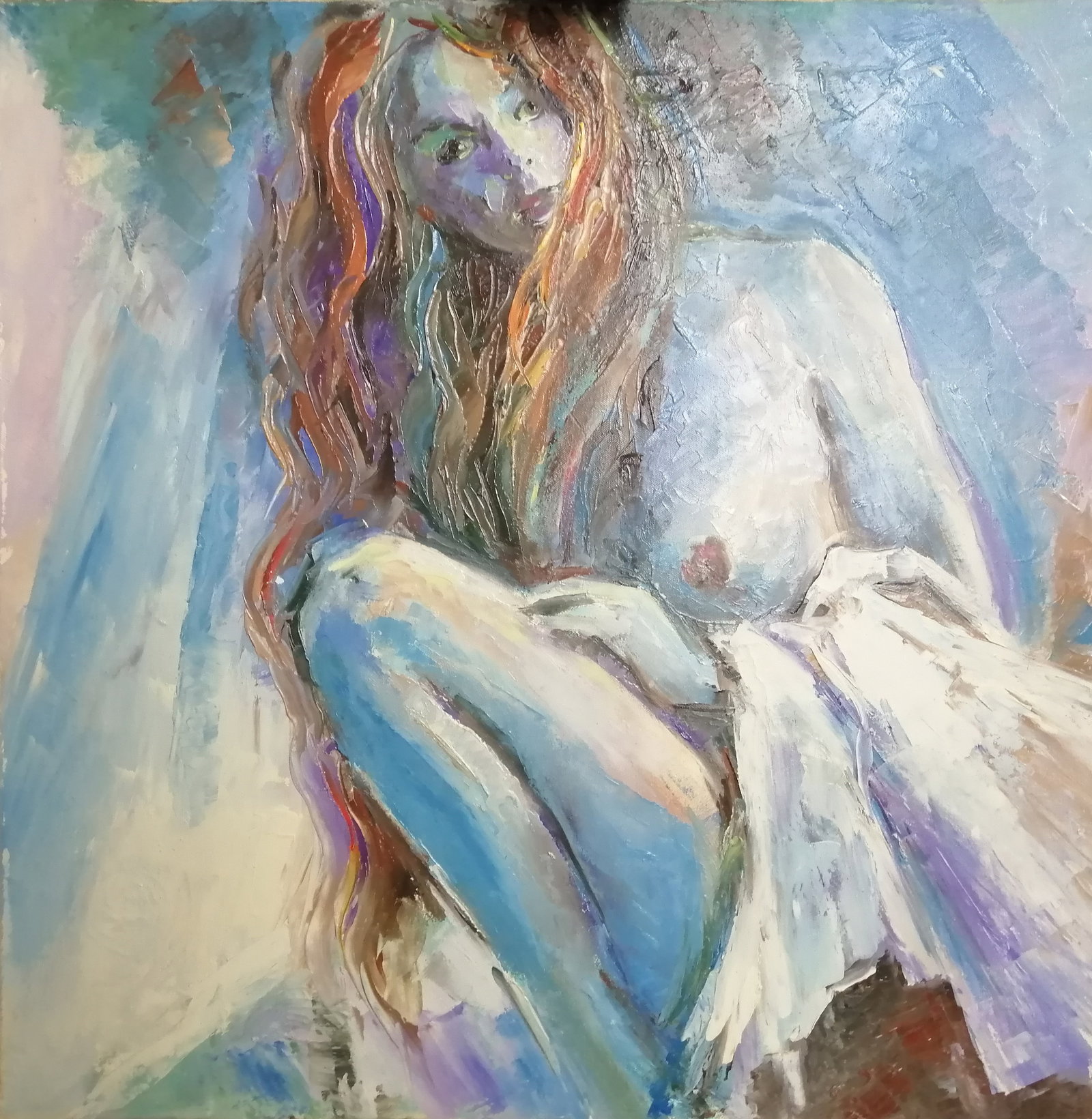 Oil painting Mavka Vadim Os'onov: Title: Oil painting Mavka Vadim Os'onov Description: 35AXE Painter: Os'onov Vadim Size: 80x80 cm/31,5x31,5 inch Components: oil, canvas Original painting CONDITION: excellent ERA: 1998 Vadim