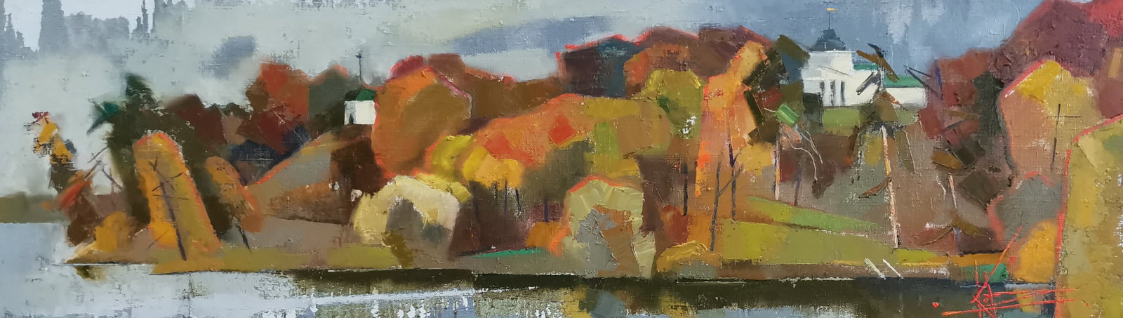Abstract Oil painting Our land Oksana Kyrylenko: Title: Abstract Oil painting Our land Oksana Kyrylenko Description: 58KOR Painter: Oksana Kyrylenko Size: 35x115 cm/13.7x45.2 inches Components: oil, canvas Original painting from our collection ERA: