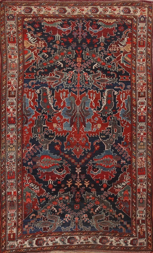 Pre-1900 Antique Vegetable Dye Bakhtiari Persian Rug 4x7 (1 of 20)