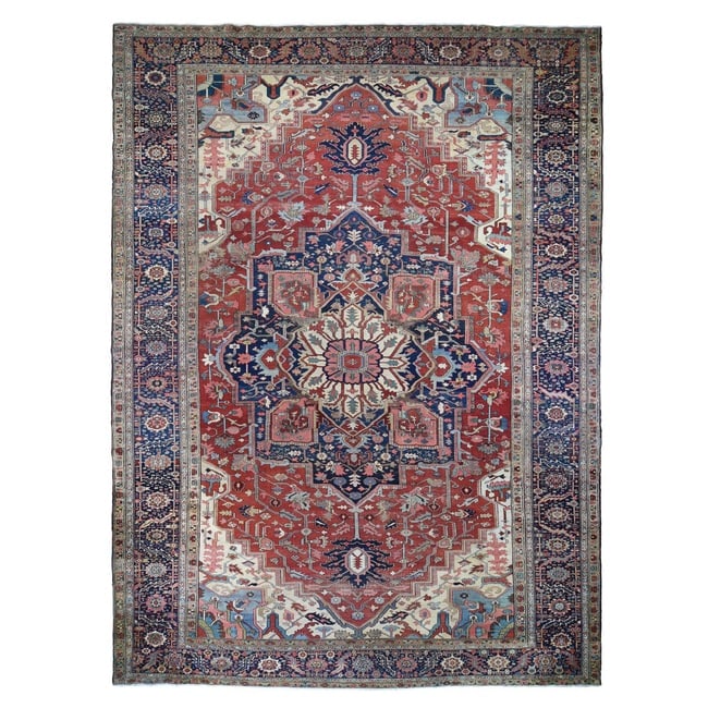 Red, Antique Persian Serapi Heriz, Hand Knotted, Wool, Oversized Rug: Title: Red, Antique Persian Serapi Heriz, Hand Knotted, Wool, Oversized RugDescription:This is a truly genuine one-of-a-kind. It has been Knotted for months and months in the centuries-old weaving