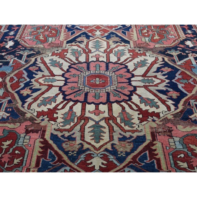 Red, Antique Persian Serapi Heriz, Hand Knotted, Wool, Oversized Rug - 7