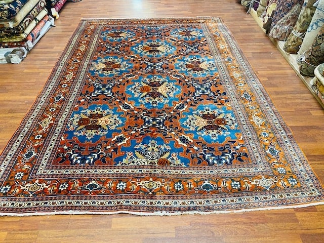 Vintage Persian Tabriz rug -4288: Title:Vintage Persian Tabriz rug -4288 Description:unusual design of Persian Tabriz rug from nothwest persia, size7 ft. 6 inches by 11 ft, circa 1950, excellent condition with a high pile throughout,