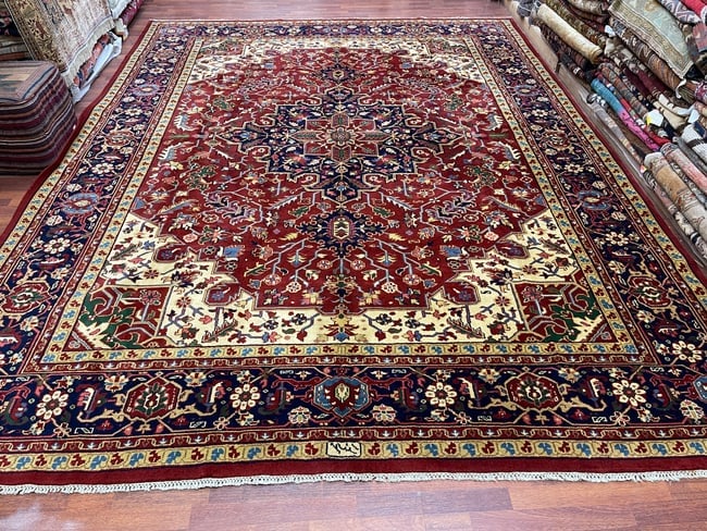 Vintage Persian Heriz Rug-4942: Title:Vintage Persian Heriz Rug-4942Description:Beautiful Vintage Persian Heriz rug from northwest persia, size 9 ft. 11 inches by 13 ft. 3 inches, circa 1970, excellent codition with a good pile