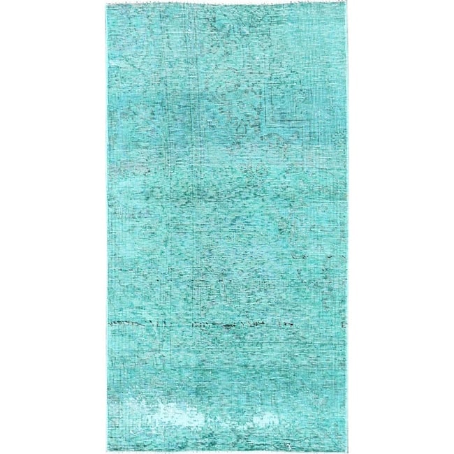 Overdyed Green Vintage Persian Tabriz Hand Knotted All Wool Mat Rug: Title: Overdyed Green Vintage Persian Tabriz Hand Knotted All Wool Mat RugDescription:This is a truly genuine one-of-a-kind. It has been Knotted for months and months in the centuries-old weaving