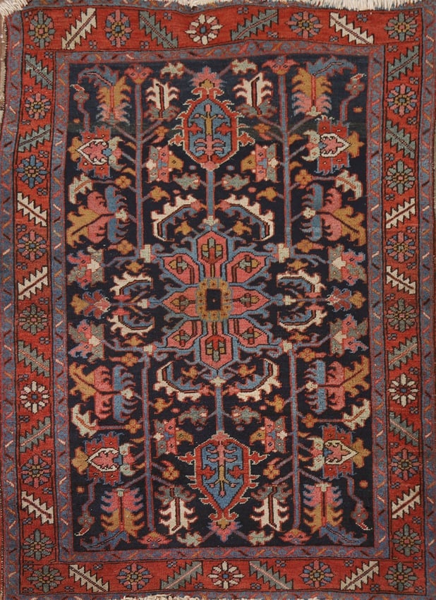 Antique Vegetable Dye Heriz Serapi Persian Accent Rug 4x5 (1 of 20)