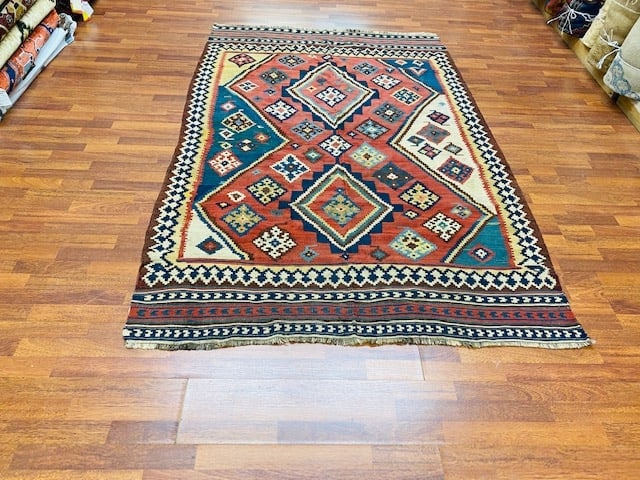 Colorful antique Persian quashqaie Kilim rug-2251 - 7