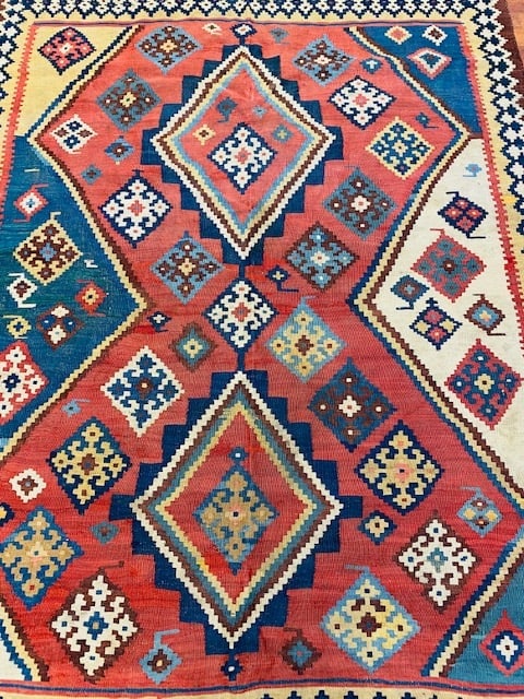 Colorful antique Persian quashqaie Kilim rug-2251 - 9