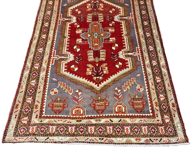 Hand-Knotted Persian Zanjan Geometric Vintage Tribal Wool Oriental Area Rug 4'2" x 6'8" - 3