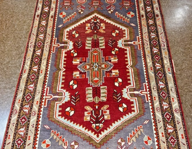 Hand-Knotted Persian Zanjan Geometric Vintage Tribal Wool Oriental Area Rug 4'2" x 6'8" - 4