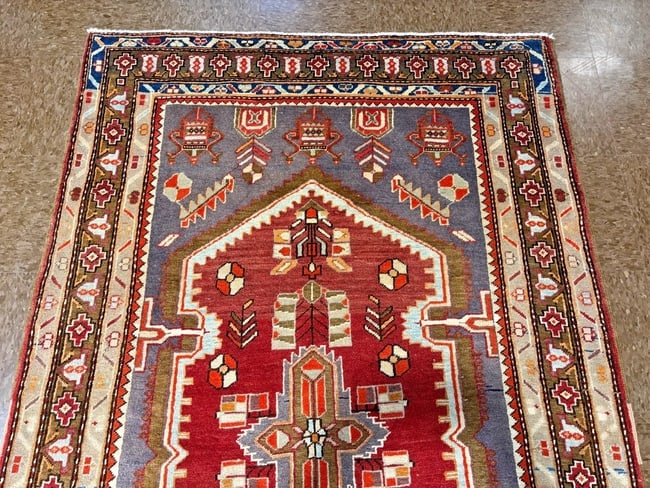 Hand-Knotted Persian Zanjan Geometric Vintage Tribal Wool Oriental Area Rug 4'2" x 6'8" - 5