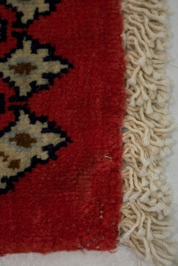 Pair of Small Vintage Coral Red Floral 2X3 Kashan Persian Rug - 11