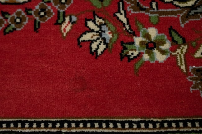 Pair of Small Vintage Coral Red Floral 2X3 Kashan Persian Rug - 12